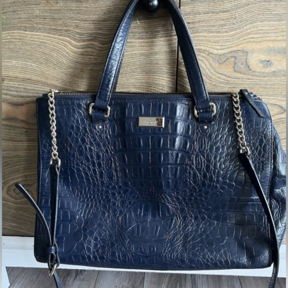 Kate Spade New York Blue Crocodile Leather Crossbody Handbag Vintage Beautiful